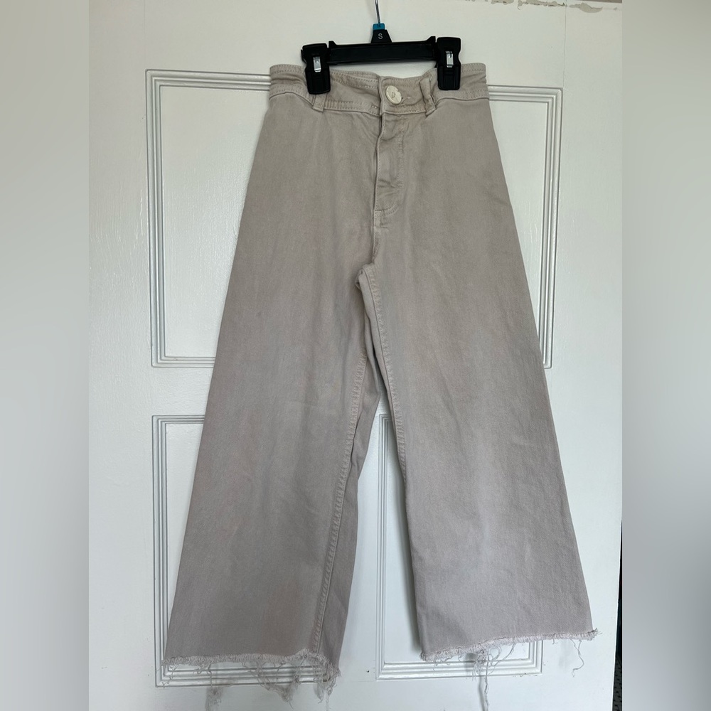 Zara GIRLS Khaki Wide-leg Jean